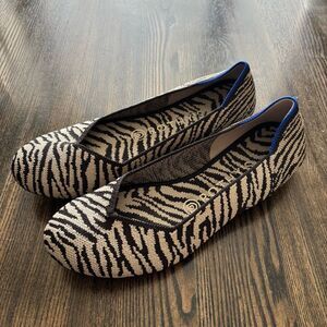 Rothy’s The Flat Black Zebra Stripe Flats Women’s Sz 7.5